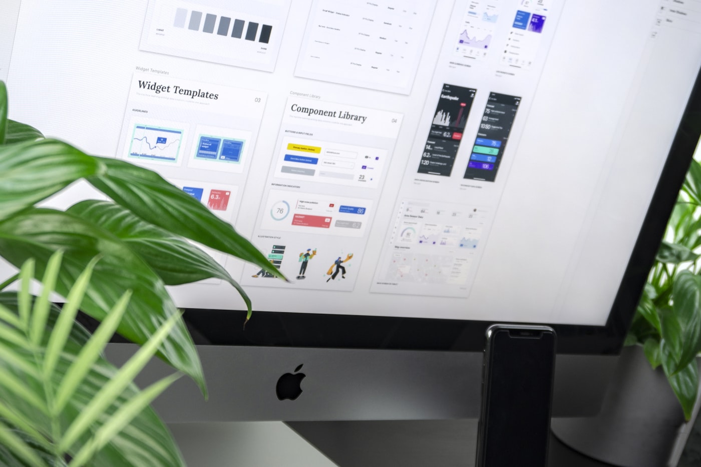 Website wireframe laid out on a laptop screen during the design process